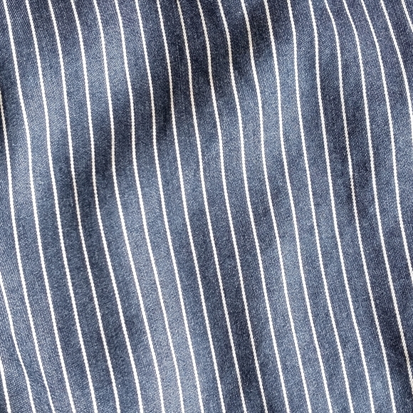 Jane + Delancey Blue White Pinstripe Long Sleeve Button Down Boyfriend Shirt 1X - Picture 11 of 14